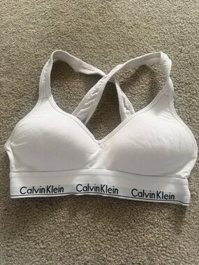 Calvin Klein White Racerback Wireless Cotton Bralette